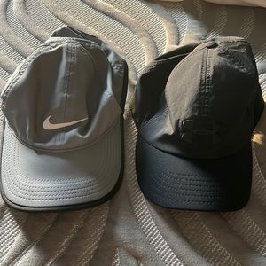 Grey Nike and Black Under Armor Hat women’s